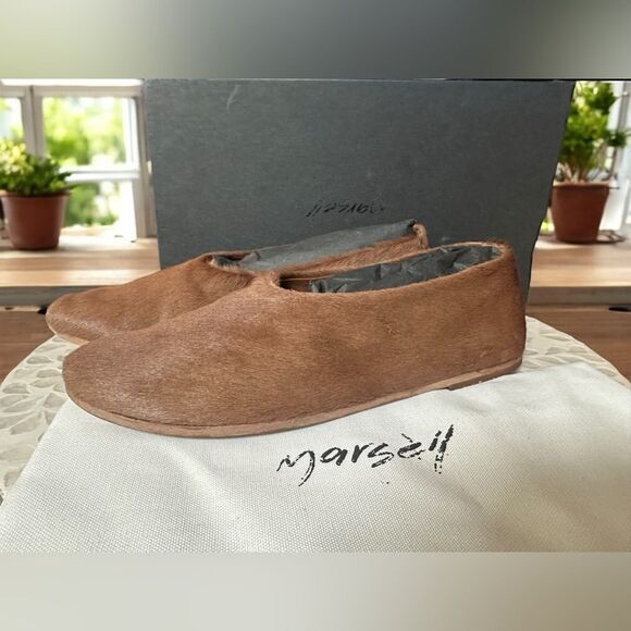 MARSELL Italy $1098 Limited Coltellaccio Ballerina Flats Pony Fur Hide Noce 39 - Picture 3 of 16